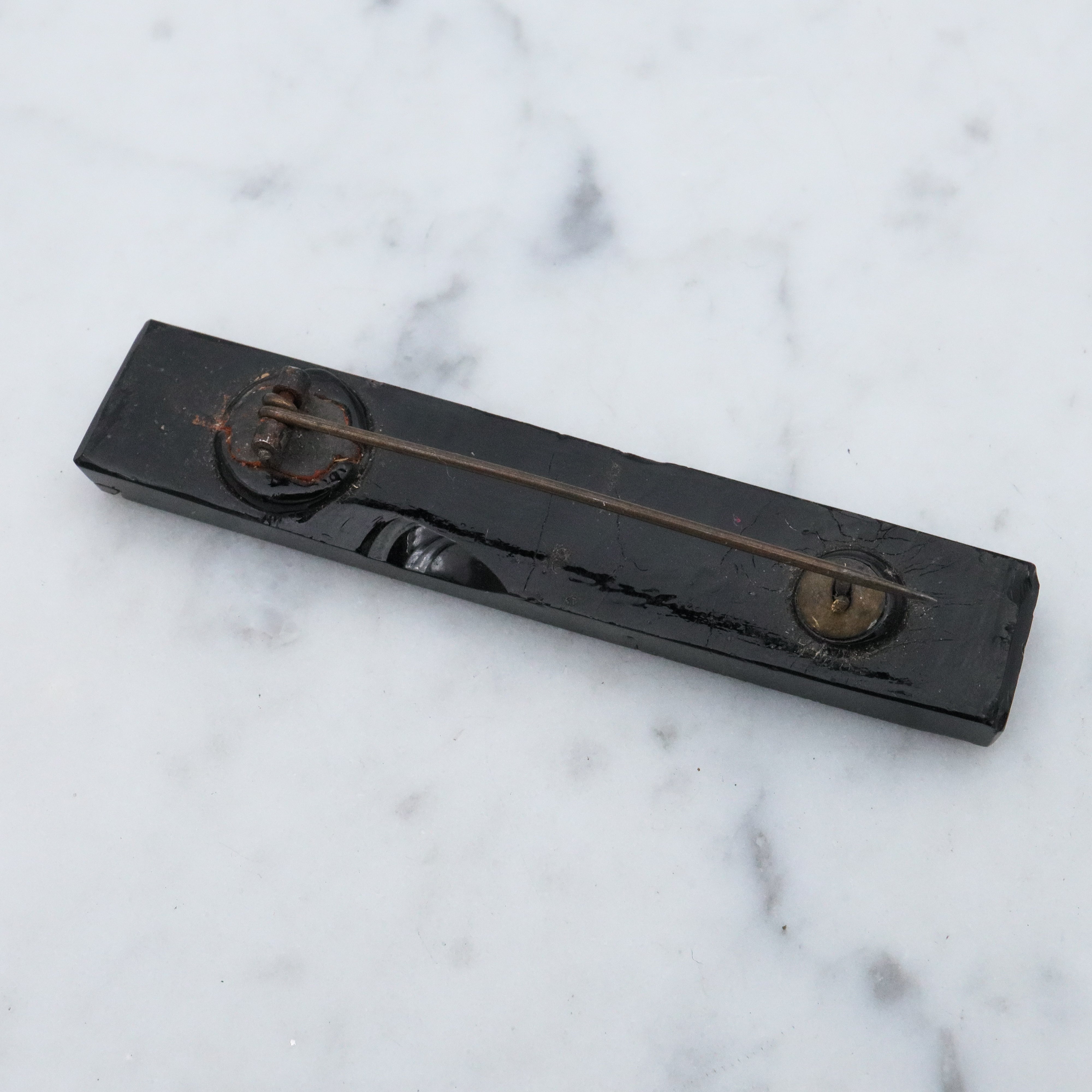 Antique Victorian French jet mourning brooch